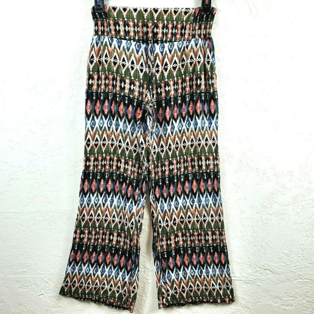 Peace & Pearls Gauze Wide Leg Pants M Ikat Print